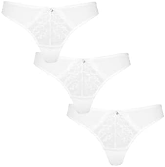 Ann Summers Sexy Lace Planet String Thongs for Women with lace Trim and Charm Detail - Lace G String - Barely There String Underwear - Thong Lingerie - 3 Pack - White