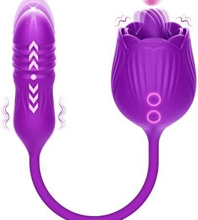Bullet Vibrators Clitoral and G Spot Vibrator Adult Sex Toys for Women Sex, Thrusting Dildo Vibrating Anal Vibrators Licking Sex Toy for Women Couples, Purple