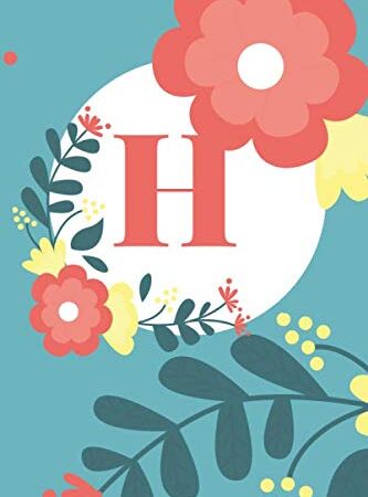 H: Cute Alphabet Initial Letter H is Great Gift Lined Journal Notebook ,Pretty Personalized Medium Diary For Writing & Note Taking Boys Girls Teens ... , gag, college ,Gold Pink Floral Print