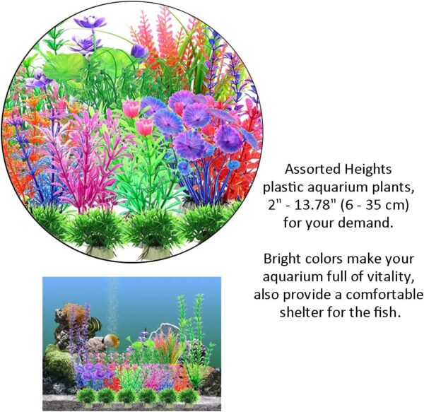 Kingrun 30PCS Aquarium Fish Tank Plastic Plants, Vivid Underwater Plants Decorations Artificial Water Plants Aquarium Plant Landscape Safe for All Fish - Assorted Color - Image 5