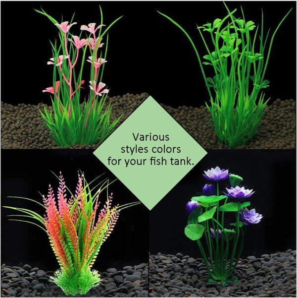 Kingrun 30PCS Aquarium Fish Tank Plastic Plants, Vivid Underwater Plants Decorations Artificial Water Plants Aquarium Plant Landscape Safe for All Fish - Assorted Color - Image 4