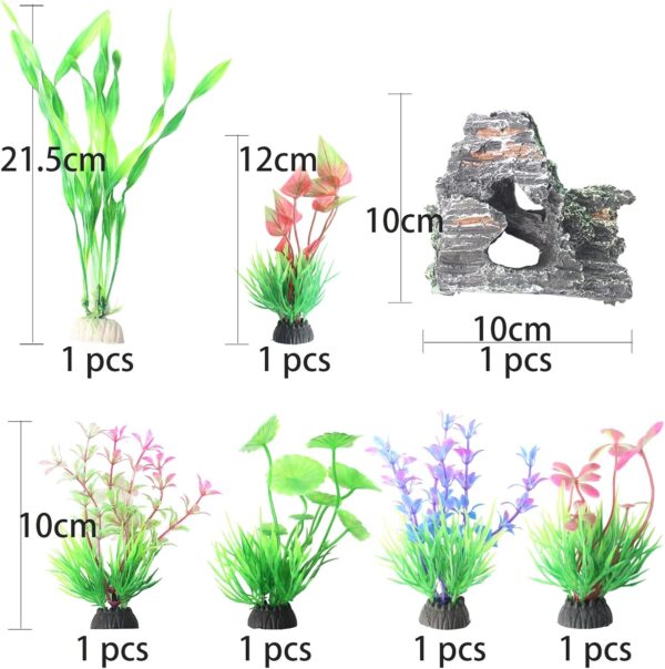 RJMBMUP Fish Tank Decorations，Artificial Plastic Plants with Rockery View Aquarium Ornaments Multicolor Accessories Set for Tropical Goldfish - Image 3