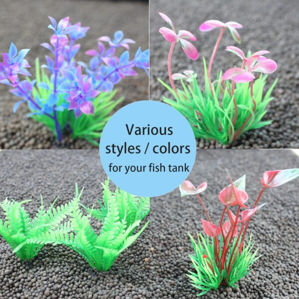 RJMBMUP Fish Tank Decorations，Artificial Plastic Plants with Rockery View Aquarium Ornaments Multicolor Accessories Set for Tropical Goldfish - Image 5