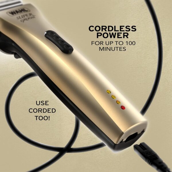 WAHL Dog Clippers, Supergroom Premium Dog Grooming Kit, Full Coat Dog Clippers for All Coat Types, Low Noise Cordless Pet Clippers, Chrome, One Size - Image 3