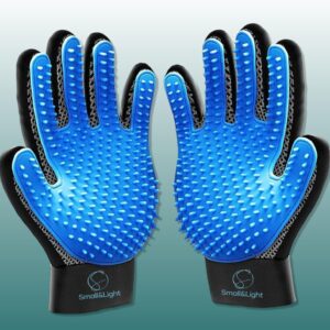 1 Pair Pet Grooming Glove/Pet Brush Glove Hair Removal Mess-free Grooming with 260 TipsDog, Cats, Rabbits & Horses with Long/Short/Curly Hair … (Blue)