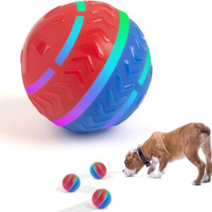 pet prime Interactive Dog Ball, Moving Dog Ball USB Rechargeable, Activated Smart Dog Toys for Boredom, Durable Interactive Dog Toys with LED Lights for Small Medium Large Dogs