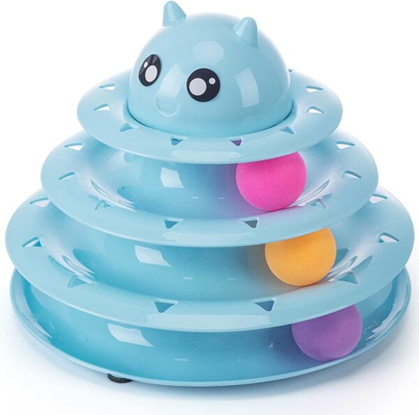 Vealind Cat Toys Interactive Fun Roller Exerciser 3 Level Tower Ball Toy Kitten Teaser Toy with Colorful Balls