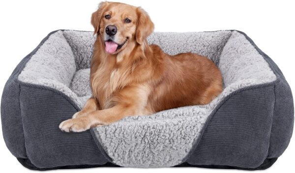 JOEJOY Dog Cat Bed Medium Pet Sofa Bed, Warm Lamb Fleece Medium Dog Bed, Washable Dog Bed For Corgi, 63x53x21cm