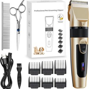 Bonve Pet Dog Clippers Professional,Dog Grooming kit,Low Noise Rechargeable Cordless Pet Grooming Clippers&Dog Grooming Accessories for Dog Clippers, Cat Clippers and for Other Pets