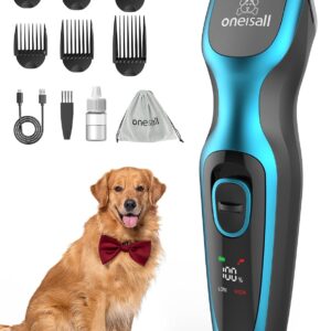 oneisall Dog Clippers Professional for Thick Hair,Dog Clippers for Cockapoo,Heavy-Duty Dog Grooming Clippers with Detachable Metal Blade, Cordless Pet Clipper