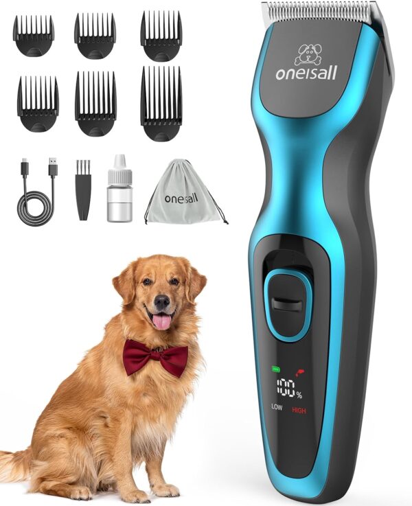 oneisall Dog Clippers Professional for Thick Hair,Dog Clippers for Cockapoo,Heavy-Duty Dog Grooming Clippers with Detachable Metal Blade, Cordless Pet Clipper