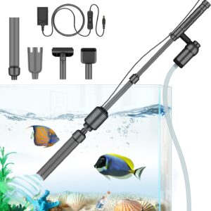 bedee Electric Aquarium Gravel Cleaner, Fish Tank Cleaner, 6 in 1 Automatic Aquarium Cleaner Vacuum Kit for Water Changing & Wash Sand with Adjustable Water Flow, DC 12V, 18W / Black