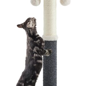 Lesure Cat Scratching Post for Indoor Cats - 74cm Highly Resistant Carpet Scratch Poles, Premium Sisal Rope Scratch Posts Tall with Hanging Ball for Kitten and Adult Cats, Grey