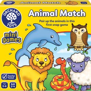 Orchard Toys Animal Match Mini Game, Small and Compact, Travel Game, Animal Themed Memory Game, Age 3-6, Family Game, Travel Game