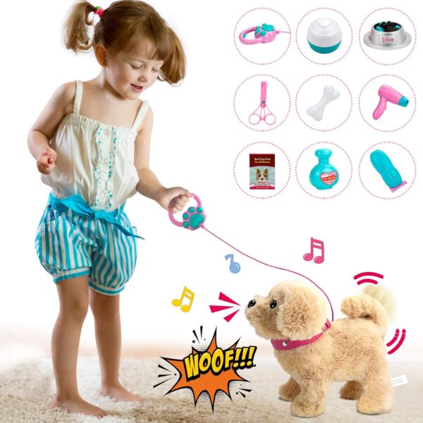 Walking Dog Toys for Kids, Interactive Electronic Pets Dog with Walking Talking Barking Repeating Singing on Lead, Realistic Robot Puppy Dog Toy Present Gifts for 2 3 4 5 Years Old Girls Boys Kids