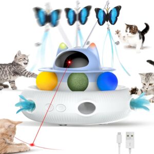 CATISM 4 in 1 Interactive Cat Toys for Indoor Automatic Cat Feather Toys for Cats Kitten Toys Upgrade USB Rechargeable Electronic Smart Pet Cat Toy Gift