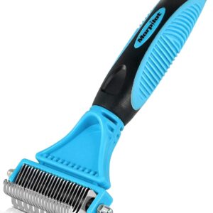 Morpilot Dog Grooming Brush, Dog Dematting Comb Tool, Cat Comb - 23+12 Double Sided Teeth Blade Dog Undercoat Rake Comb for Small Medium & Large Dogs Effectively Reduces Hair Loss by up to 90%