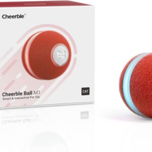 Cheerble Ball Cat Interactive, Cat Toy Bouncing Cat Ball with 3 Modes, Smart Cat Ball Toy with LED Light for Cats, Motion Sensor Smart Pet Ball, Fun Gift for Indoor Cats Kitten, Red