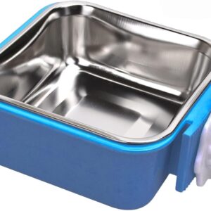 Pet Hanging Bowl for Crates, 2 in 1 Small Dog Bowl Puppy Bowl Removable Stainless Rabbit Bowl Cat Feeder Food Water Bowls for Puppy Cat Bird Rabbit Hamster Guinea Pig Ferret Small Animals (Blue)