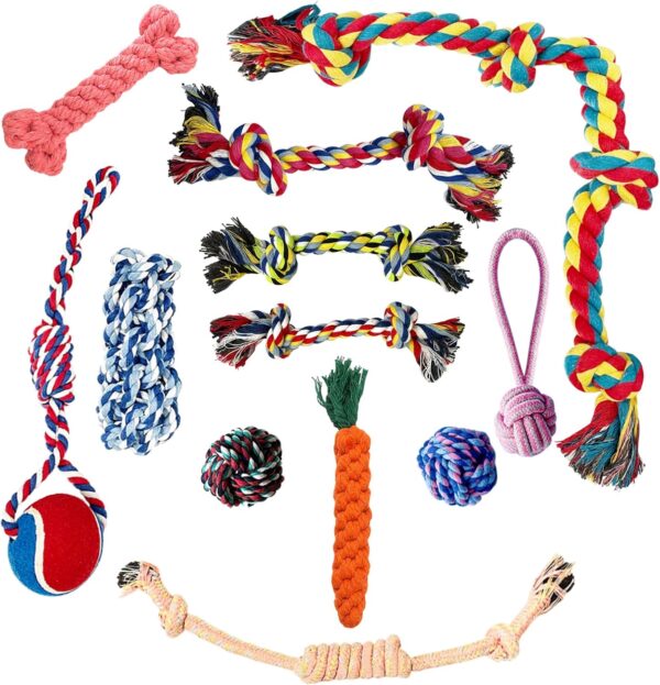 SHCNSJC Dog Toys Puppy Teething Rope Chew Toy for Small Dogs Indestructible for Boredom Interactive Large Tough Ball On A Ropes Medium & Small Chew Toy