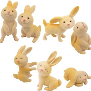 kukifun 7pcs Rabbit Figures Toys, Bunny Cake Toppers Animal Toys set, Rabbit Figurines Ornaments Fairy Garden Decorations Party Favors Gifts Kids Birthday Gift Party Supplies