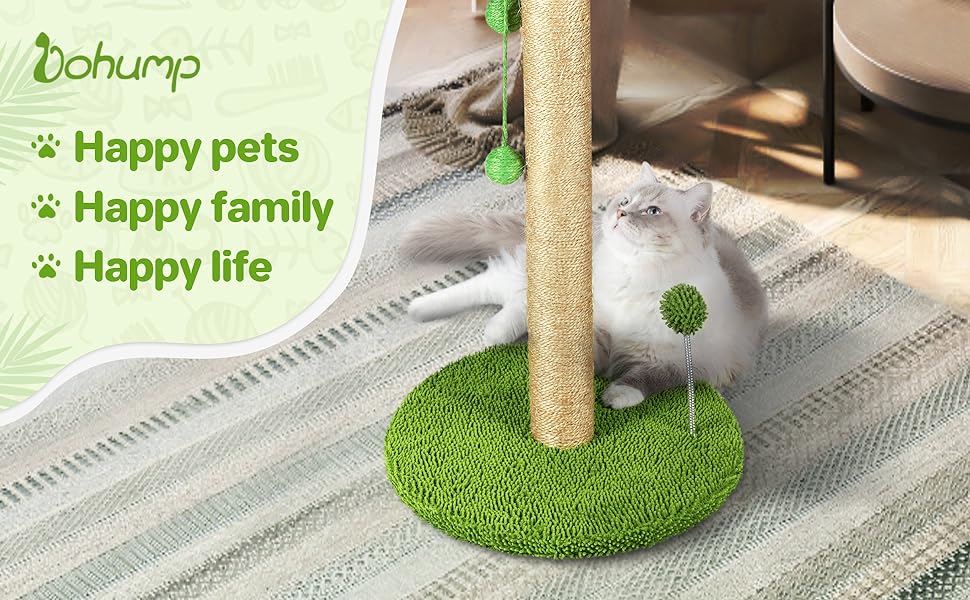 Just screw all the accessories together and the cat scratching post is ready to use.Make pets happy.