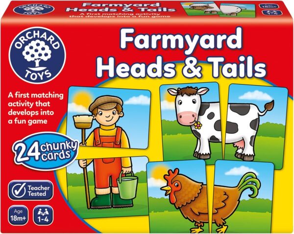 Orchard Toys Farmyard Heads & Tails Game - Matching & Pairing Memory Game - Educational Toddler Toys and Games for Boys and Girls 18-Month-Old+ - Early Years Animal Pairs/Snap Cards - 1-4 Players