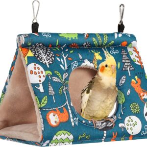 Winter Warm Bird Nest House Bird Bed, Bird Hut Hideaway for Cage, Plush Fluffy Shed Hut Hanging Hammock Finch Cage Sleeping Bed Snuggle Tent for Budgies, Lovebird, Parrot, Parakeets, Cockatiels