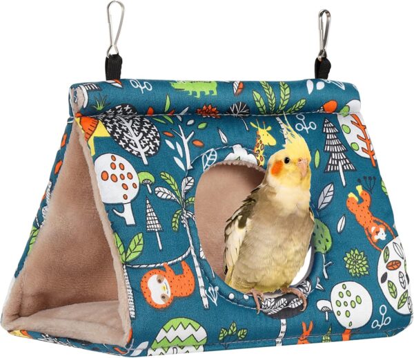 Winter Warm Bird Nest House Bird Bed, Bird Hut Hideaway for Cage, Plush Fluffy Shed Hut Hanging Hammock Finch Cage Sleeping Bed Snuggle Tent for Budgies, Lovebird, Parrot, Parakeets, Cockatiels