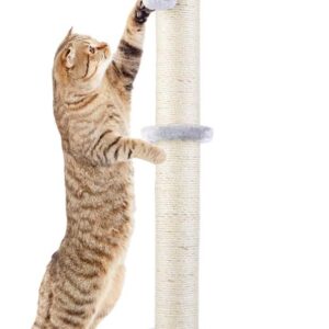 Dimaka 29" Tall Cat Scratching Post, Claw Scratcher Sisal Rope Covered Soft Smooth Plush, Vertical Scratch [Full Strectch], Modern Design 29 Inches Height (Grey)