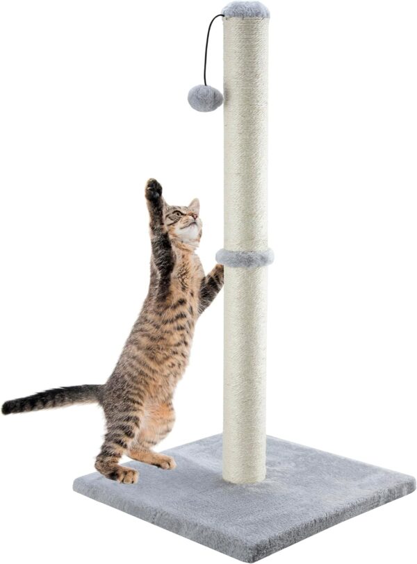 Dimaka 86 cm Tall Ultimate Cat Scratching Post, Claw Scratcher with Sisal Rope and Covered with Soft Smooth Plush, Vertical Scratch [Full Stretch], Modern Stable Design for Cats(Grey V2)…