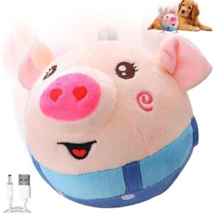 CHANCCI Active Moving Pet Plush Toy Interactive Dog Toys Talking Shake Bounce Boredom Toys Jumping Pig Toy For Dog Washable Cartoon Pig Plush Moving Dog Ball For Pets Cats Small And Medium Dogs