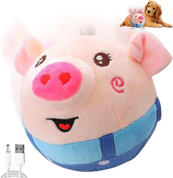 CHANCCI Active Moving Pet Plush Toy Interactive Dog Toys Talking Shake Bounce Boredom Toys Jumping Pig Toy For Dog Washable Cartoon Pig Plush Moving Dog Ball For Pets Cats Small And Medium Dogs