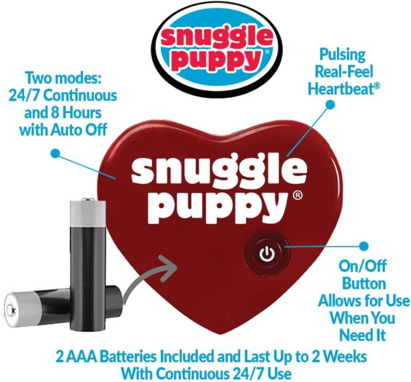 Snuggle Puppy Heartbeat Stuffed Toy for Dogs - Pet Anxiety Relief and Calming Aid - Brown and White - Image 4