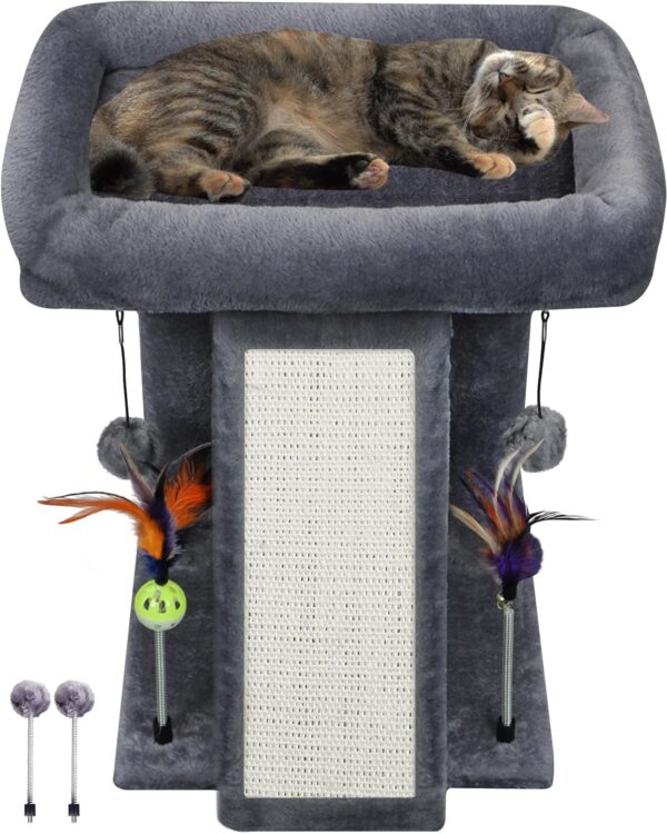 TWDEPART Cat Tree Cat Tower with Cat Scratching Post for Indoor Cats,Activity Centre Climbing Tree Cat Furniture with Playful Toy Balls,Grey…