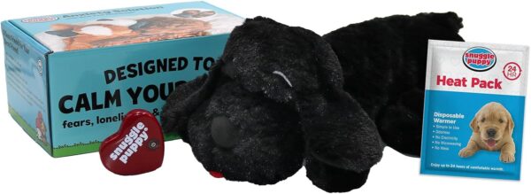 SmartPetLove Snuggle Puppy Heartbeat Stuffed Toy for Dogs - Pet Anxiety Relief and Calming Aid - Black