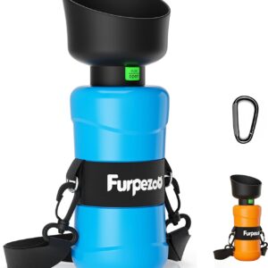 Furpezoo Dog Water Bottle, 800 ml, Water Bottles for Dogs and Cats,Lightweight Pets Dog Drinking Bottle with Foldable Silicone Water Bowl, for Outdoor Walks, Hiking, Travel, Blue