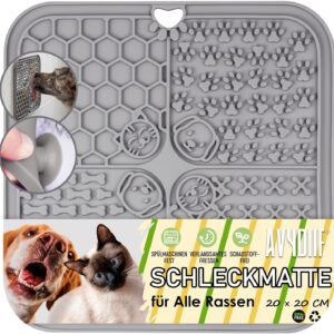 Lick Mat for Dog & Cat, Slow Feeder Cat Bowl with Suction Cups, Anxiety Relief & Boredom Reducer, Enrichment Toys for Peanut Butter Treats Yogurt Bathing Grooming(Grey, 1 PC)