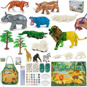 BONNYCO Animal Toys for Children Painting Kit with 16 Jungle Figures Craft Kits for Kids with Glow in The Dark | Arts and Crafts Boys Toys 3 4 5 6 7 8 9 10 Years Gifts for Kids Birthday Christmas