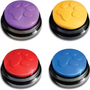 Dog Buttons for Communication and Training Pet Voice Recorder Device, Dog Buttons Talk Training, Pet Talking Training Answer Buzzer, 30 Second Record & Playback, Dog buttons for pet - Pack of 4