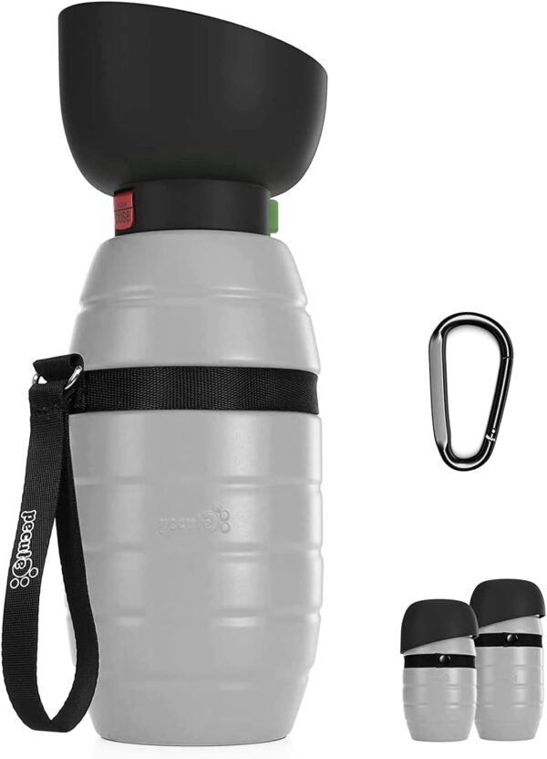 Pecute Dog Water Bottle 650ml, Portable Puppy Drinking Bottles Leak Proof Pet Travel Bottle, Lightweight Water Dispenser Bowl for Outdoor Walks Trips Hikes Travels(Grey)