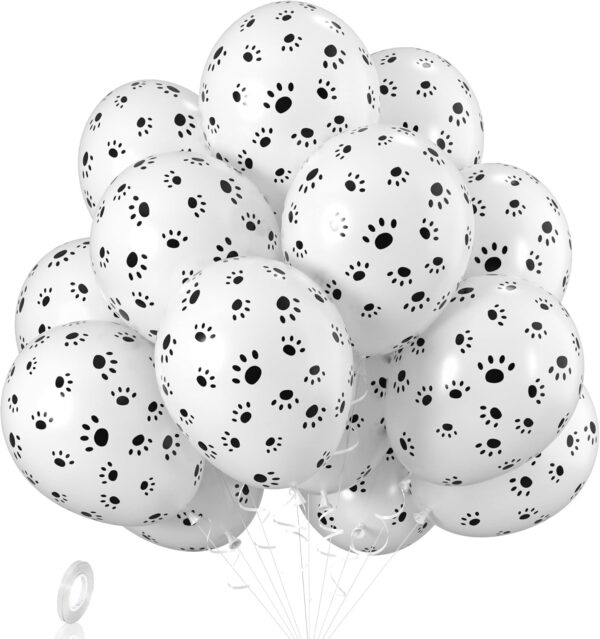 Baipian Paw Balloons, 20 Pcs Dog Paw Balloons, 12 Inch White Paw Print Balloons Pet Latex Balloons Helium for Kids Animal Dog Themed Party, Dog Birthday Decorations, Puppy Dog Themed Party Supplies