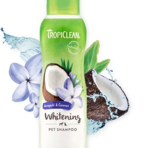 TropiClean Dog Shampoo Grooming Supplies - Whitening Dog and Cat Shampoo for Whitening Coats - Soap and Paraben Free -Derived from Natural Ingredients - Used by Groomers - Awapuhi & Coconut, 355ml