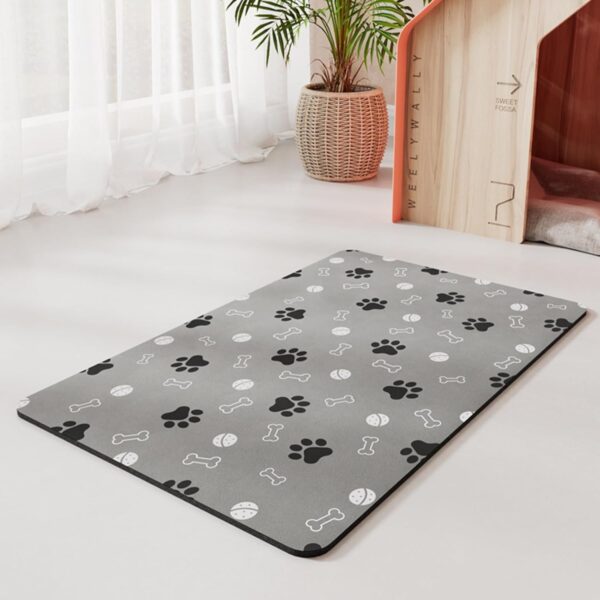 Dog Bowl Mat, Absorbent Dog Food Mat, No Stains Cat Bowl Mat for Food and Water, Easy to Clean Pet Placemats, Quick Dry Dog Water Dispenser Mat, Pet Accessories Supplies(Light Gray，35 * 50cm)