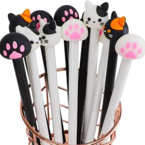12 Pcs Cute Pens, Black Pens Cat Themed, Cute Stationery Sets Kawaii, Gel Pens Black Ink, Cat Gifts for Women, Cat Pens for Girls,School Supplies,Kids Party Bags(Cat A)