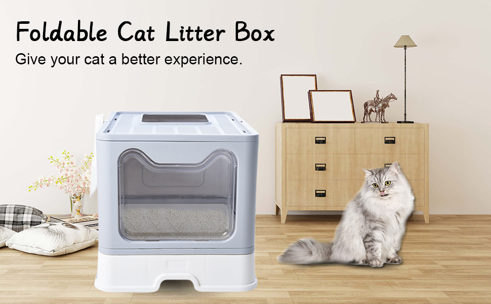 Foldable Cat Litter Box with Lid