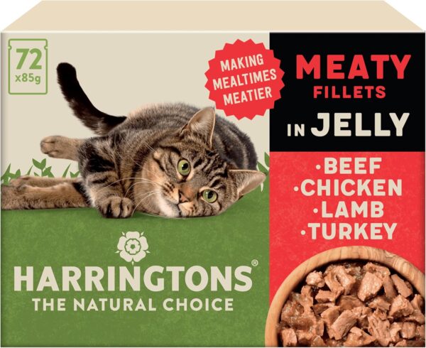 Harringtons Grain Free Meat Selection in Jelly Wet Cat Food 72x85g, Beef, Chicken, Lamb & Turkey