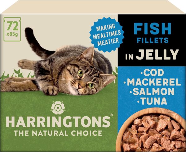 Harringtons Grain Free Fish Selection in Jelly Wet Cat Food 72x85g,Cod, Mackerel, Salmon & Tuna