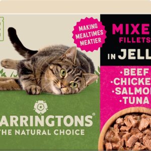 Harringtons Complete Wet Pouch Grain Free Hypoallergenic Adult Cat Food Mixed in Jelly Pack 72x85g - Beef, Chicken, Salmon & Tuna- Making Mealtimes Meatier