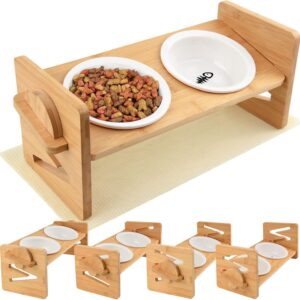 Raised Cat Bowls with Stand Tilted Cat Food Bowl Elevated Ceramic Cat Feeding Station Adjustable for Cats and Puppy